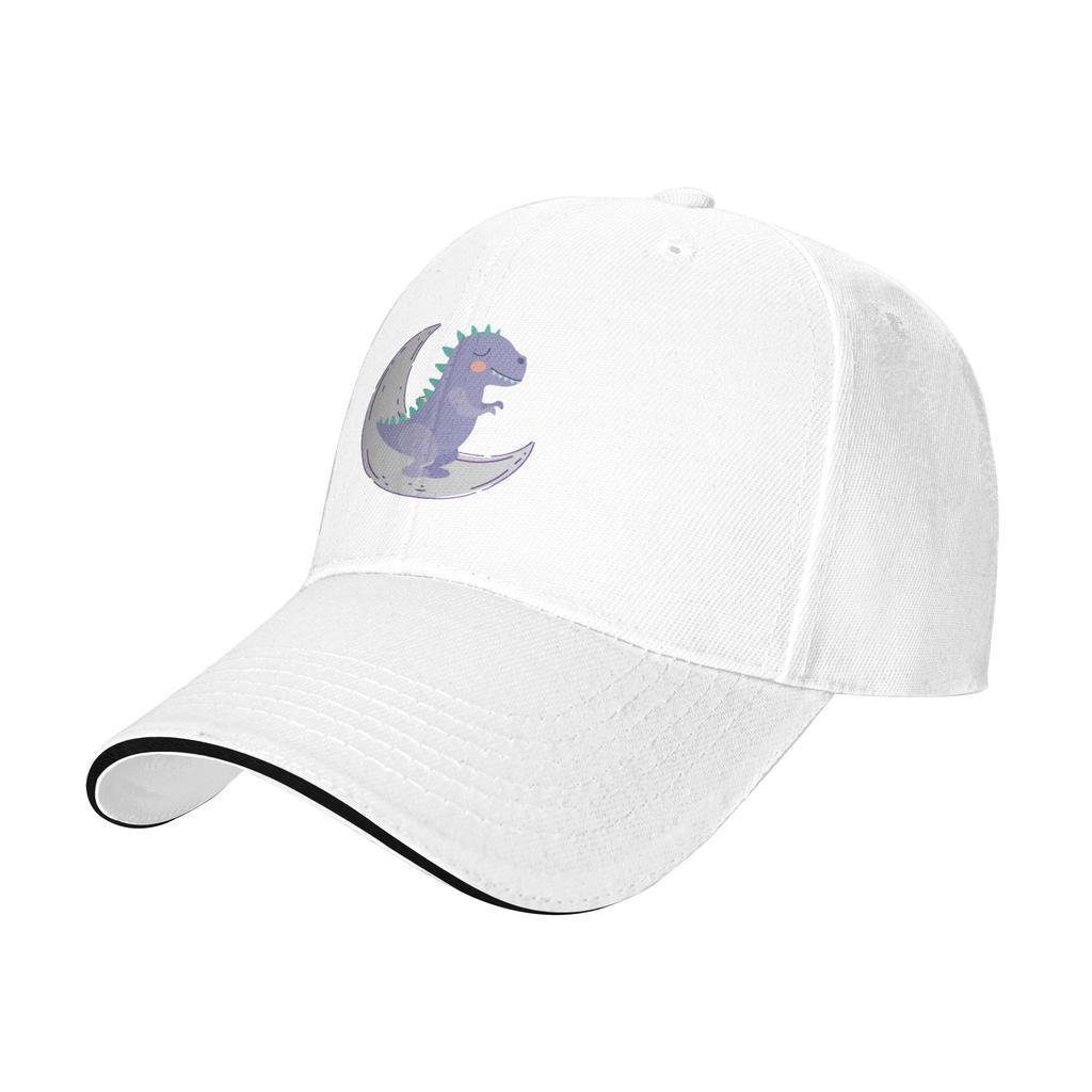 Fashion Dinosaurs On The Moon Curved Brim Baseball Cap Japanese Minimalist Hats For Women
