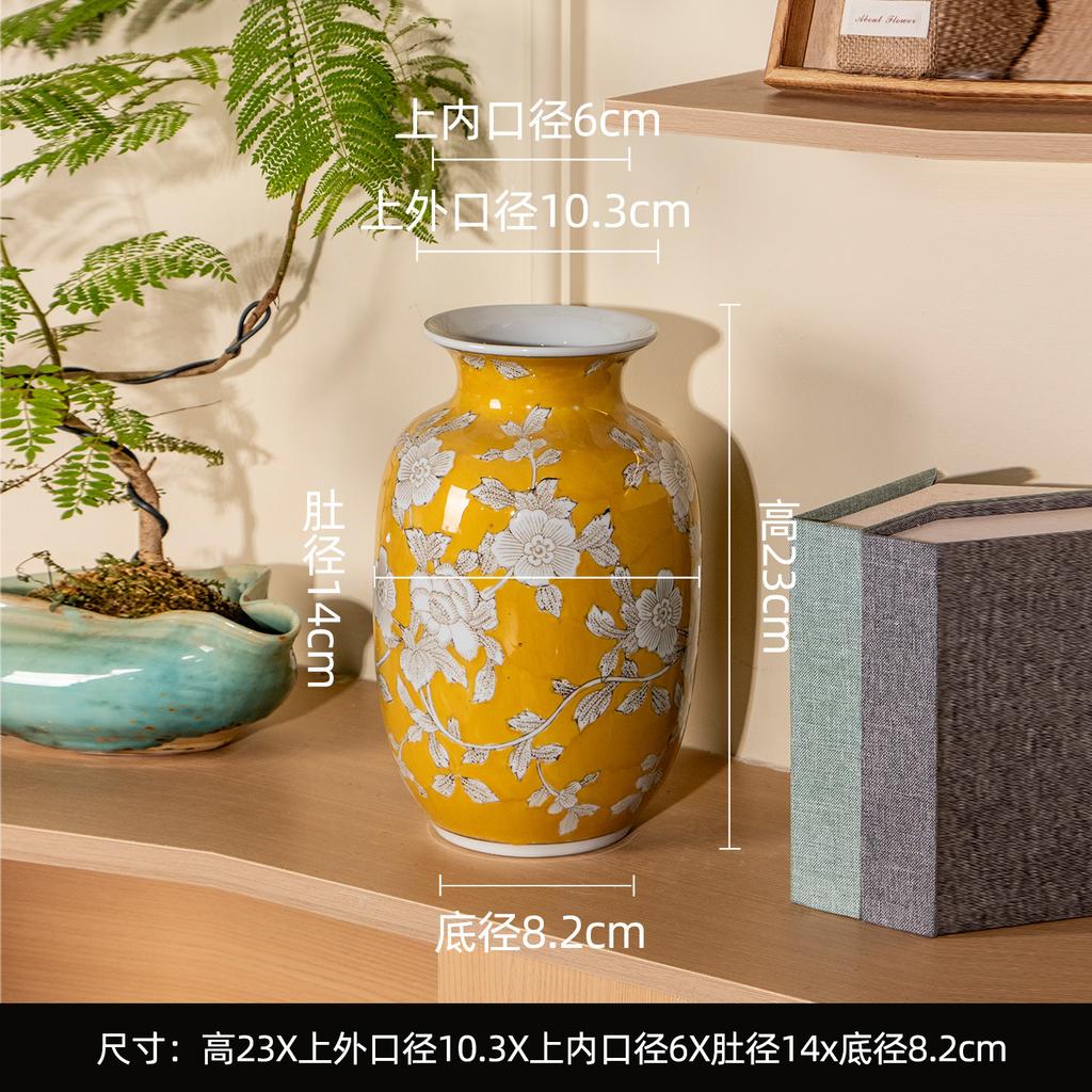 Chinese Blue and White Porcelain Ceramic Vase Colored Handmade Rose Ceramic Jar Flower Vase Flowerpot Home Decoration