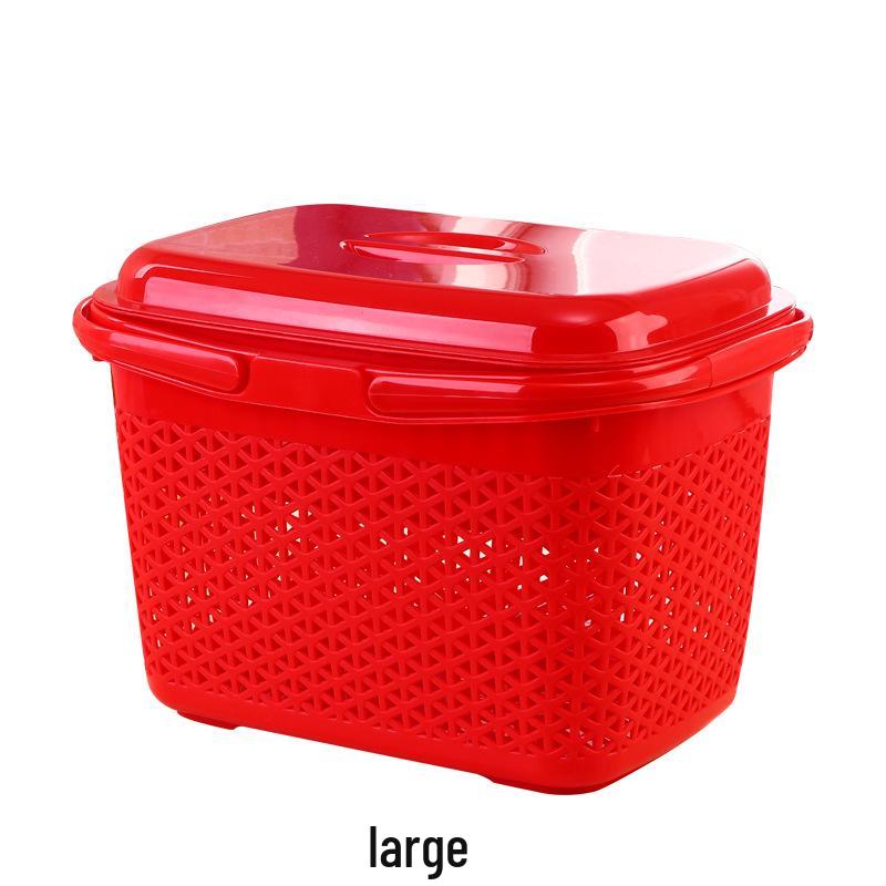 Dual-Layer Large Capacity Handheld Basket for Kitchen and Supermarket Use