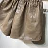 2025 Damen Leder Bootcut Shorts mit hohem Bund: Herbst/Winter A-Linie Weitbein Koreanischer Stil.