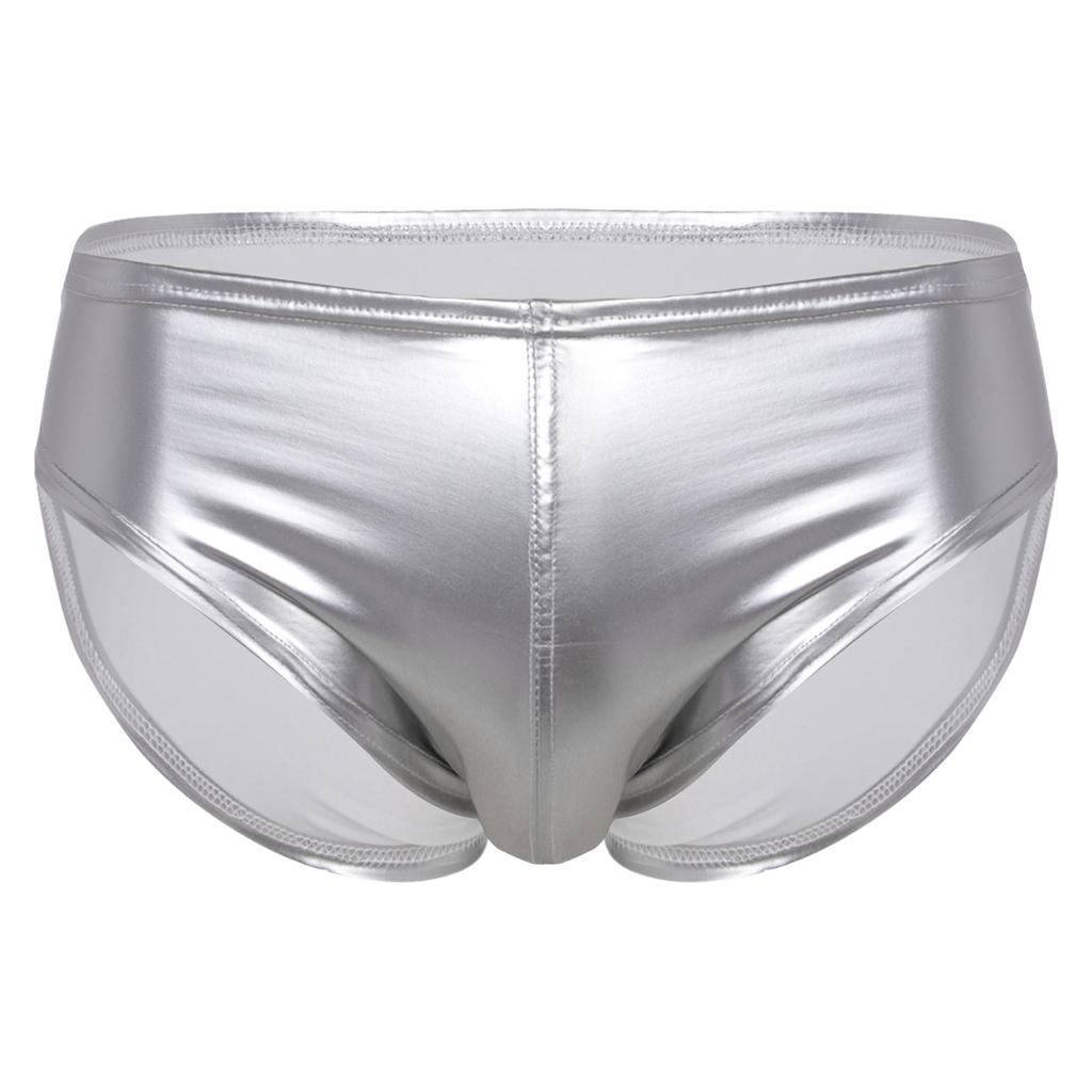 Mens Patent Leather Wet Look Briefs Elastic Waistband Underpants Underwear Club Pole Dancing Wear