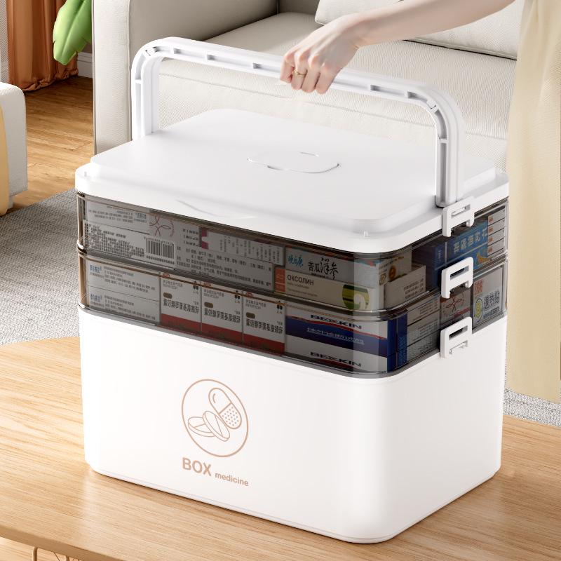 Tragbare Mehrschichtige Medikamentenbox: Haushalt Notfall Erste Hilfe Aufbewahrungsset