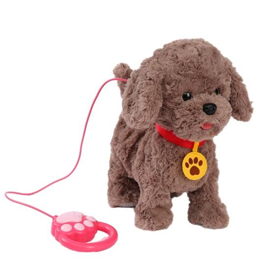 Електрична плюшева іграшка-собака з рухом облизування язиком, реалістичними звуками, ходячий плюшевий собачка з повідком, повторює те, що ви говорите, імітація м'якої іграшки