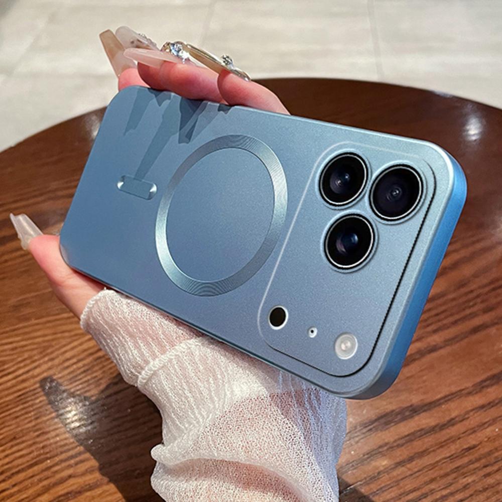 Desert Gold Metallic Paint Magnetic Charging Phone Case for iPhone 17 16 15 14 13 12 11 Pro Max Air Fine Hole Magsafe Soft Case