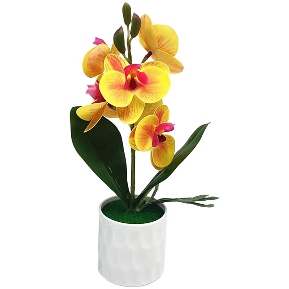 

Realistic Plastic Phalaenopsis Artificial Flower Bonsai for Living Room Bedroom Desk Decor Compact Tabletop Size 26cm жовтий