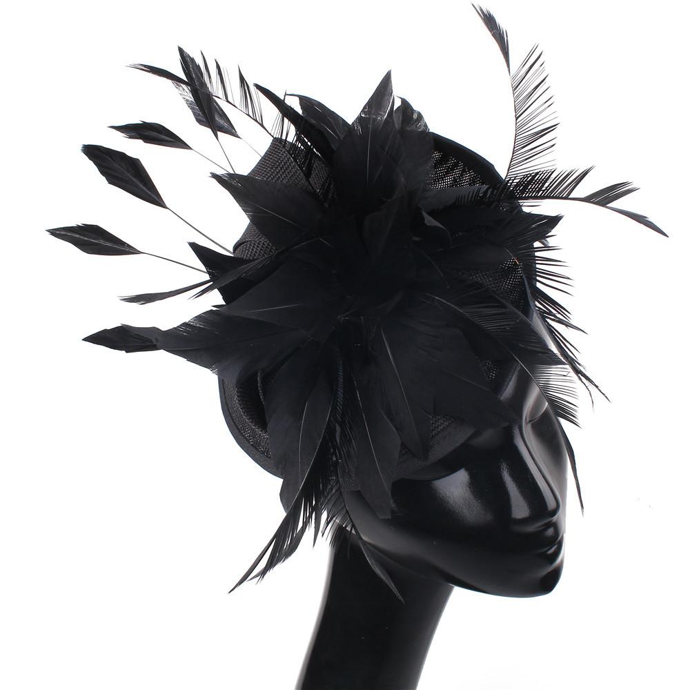 Deep Leather Powder Boutique Banquet Mesh Top Hat Hemp Headgear Bridal Wedding Dress Mesh Feather