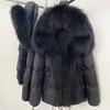 Women's winter winter new waist high-end fur thickened warm removable real fox fur collar hooded down jacket