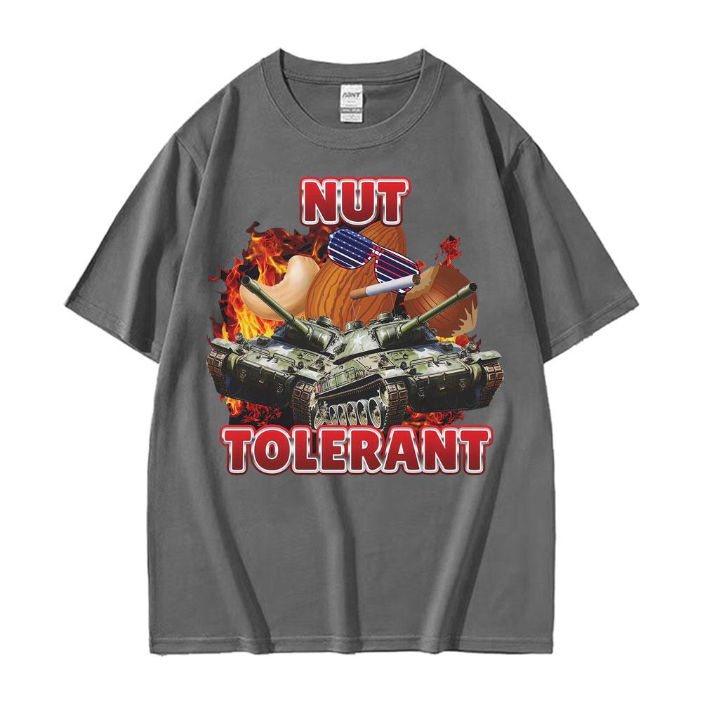 Nut Tolerant Funny Goofy Ahh Meme Tshirts Unisex High Street Vintage Short Sleeve T Shirt Men Summer Fashion Oversized Tees