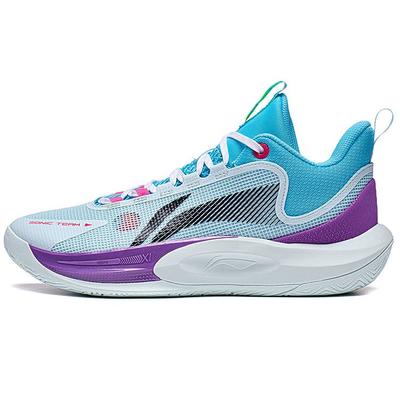 Drużyna Prędkości Dźwięku Tkanina Skóra Syntetyczna TPU Antypoślizgowe Wsparcie Odbicie Niskie Buty do Koszykówki Męskie sneakersy Niebiesko-Fioletowe ABPT023-3