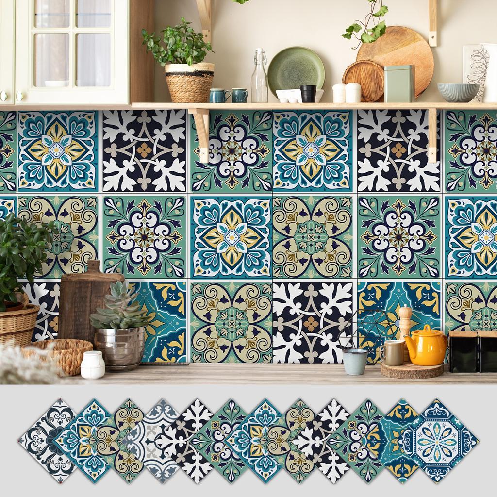 12 Self-adhesive Kitchen Waterproof and Oil-proof Wall Stickers, Bathroom Wall Decoration Renovation, Beautification Strong Wallpaper Stickers