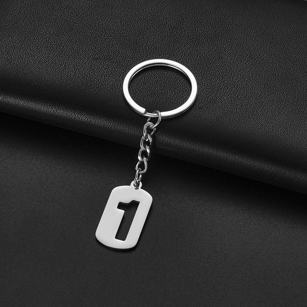 Versatile Stainless Steel Hollow Number Keychain Pendant