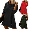 Plus Size Women Winter Warm Hooded Zipper Pullover Long Sleeve Casual Plush Hoodie Solid Color Strap Decor Design