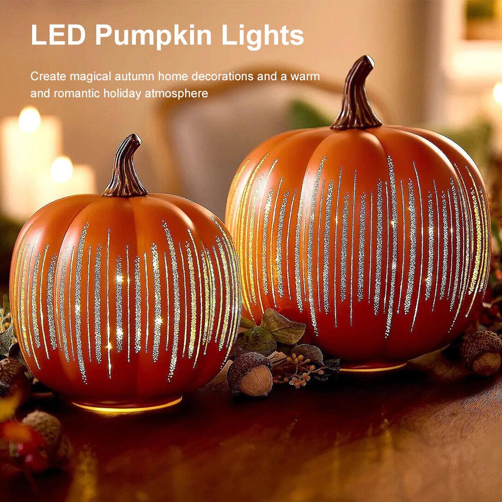 Halloween Twinkle LED Light Pumpkin Lamp with Timer Lighted Sparkling Starry Night Glass Pumpkin Light for Halloween Decorations