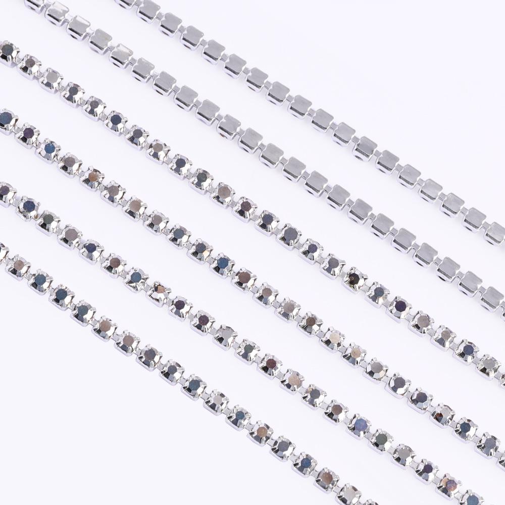 Glass Copper Claw Cup Chain Top Grade SS6-SS16 Crystal Color Bae Color Rhinestone Chain Sew on Trimming for Garment Fashion DIY