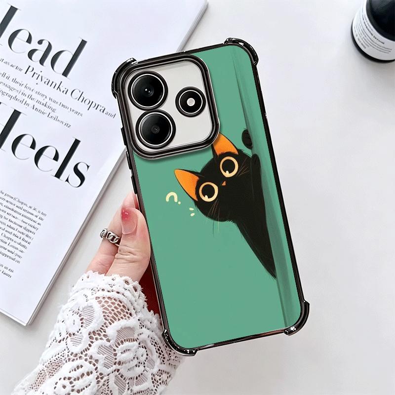 Cat Cute Kitten Cartoon Plating Phone Case For Xiaomi Redmi Note 14 15 Pro Plus 13 12 11 11S 11T 10 9S 9 5G Anti-Fall Airabag Co