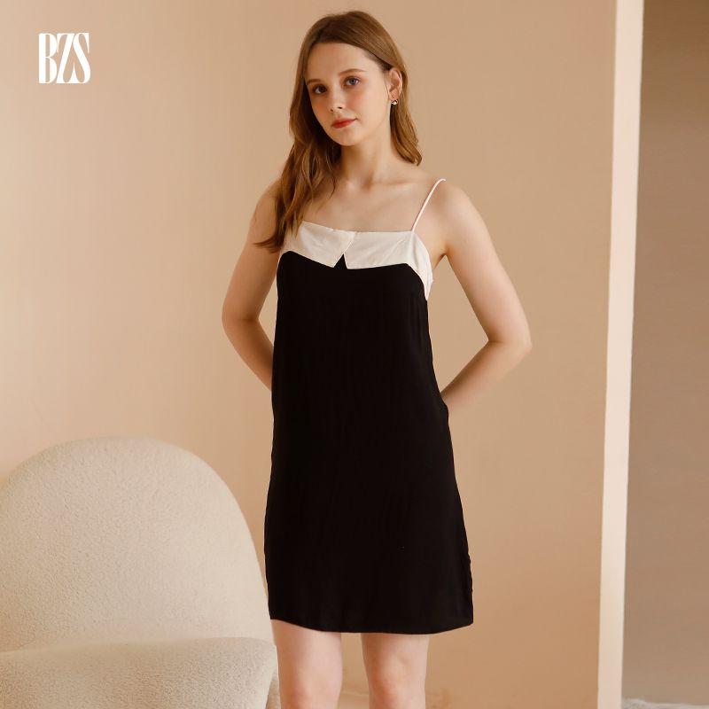 

2024 New Arrival Summer French Slip Nightdress Female Sexy Black Pure Desire Wind Can Be Outerwear Homewear Nightdress XL [recommend 67.50 kg-77.50 kg]]