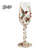 Bird Pattern Juice Glass Hand-painted Wine Glass, And Floral Design Stem Goblet, Artistic Water Goblets Crystal Borosilicate Goblet for Red