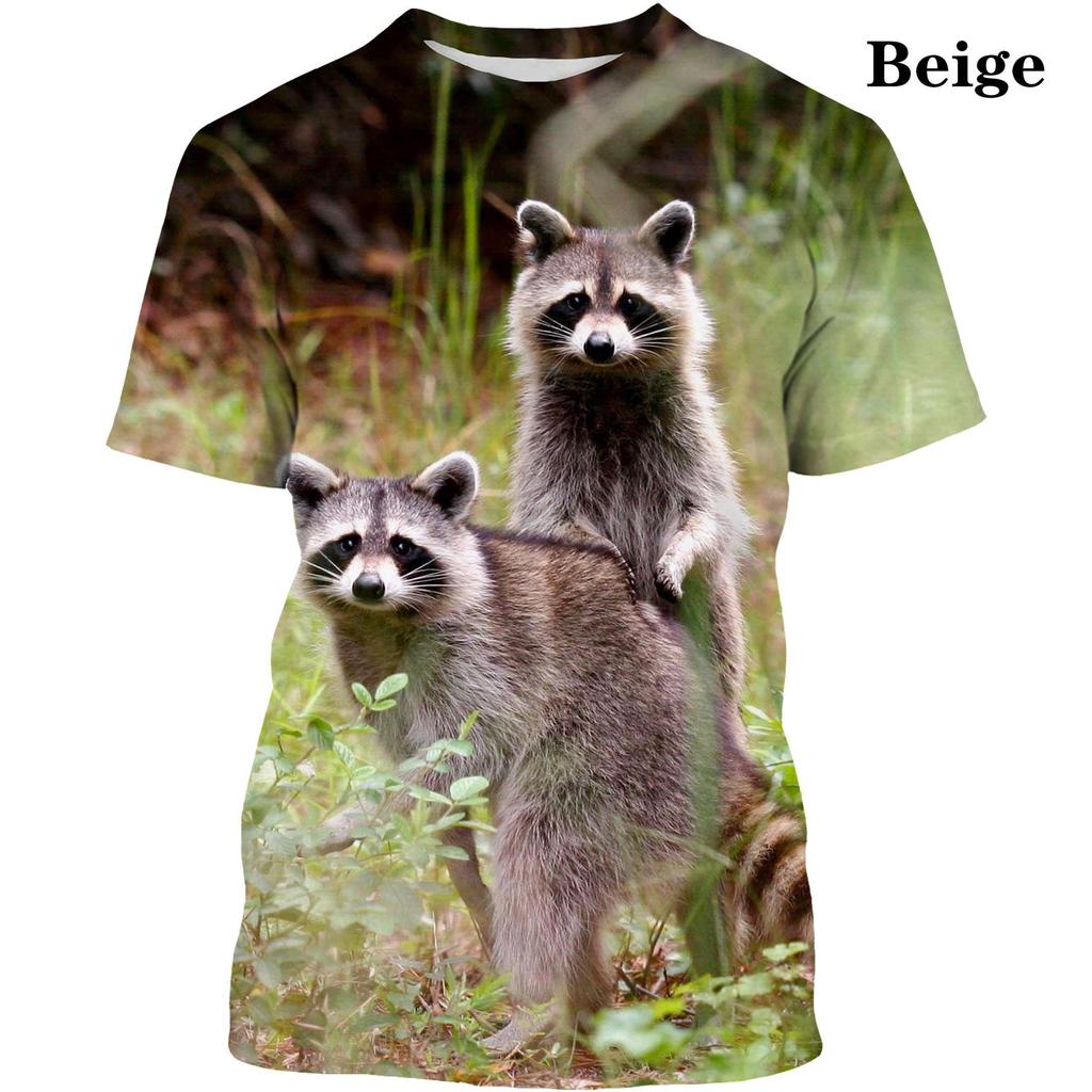 Fashion Cute Animal Raccoon Unisex 3D Printing Casual Short Sleeve T-shirt
