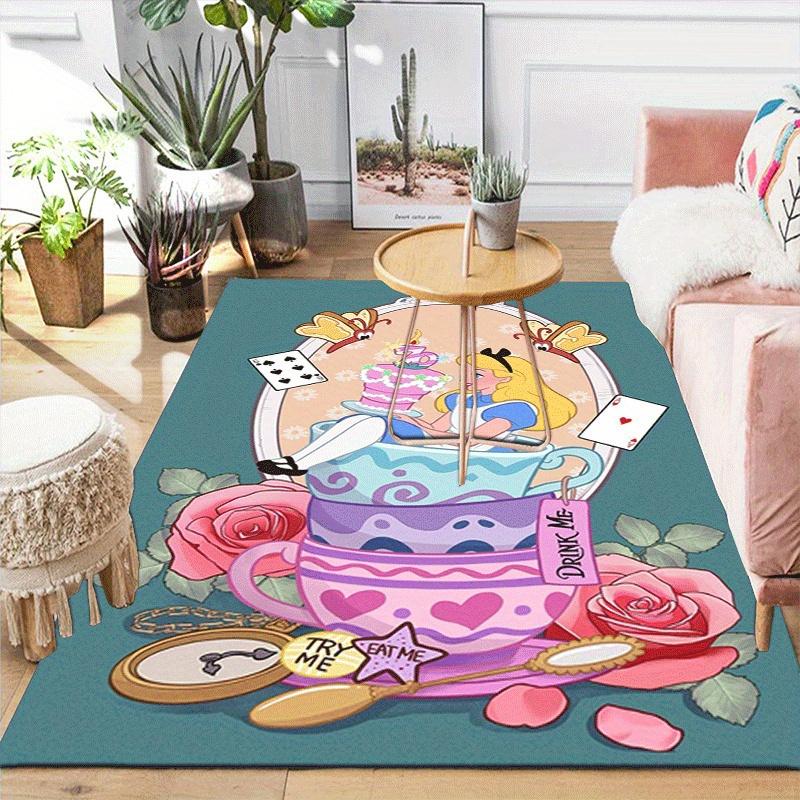 1pc Alice in Wonderland Maze Pattern Area Rug Soft Flannel Floor Mat for Living Room,Office,Bedroom and Carpet,Sofa Coffee Table Floor Mat