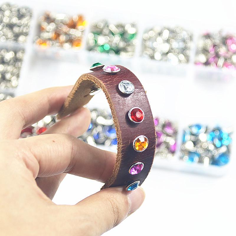 8-Color 7x7 Double-Sided Diamond Nail Metal Snap Buttons (400 Sets) with Installation Tools - DIY Male-Female Cap Studs