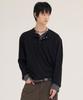 Akesi Contra Layered Henley Neck Long Sleeve_Black And Charcoal