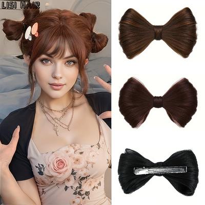 Synthetic 1pc Bowknot Wig Buns Updo Chignon Clip In Hair Extensions Looking For Party Use Hair Accessories