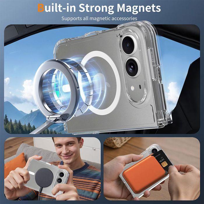Hülle für iPhone Duo, Stoßfester Schutz mit Magnetischem Kreis - Transparent