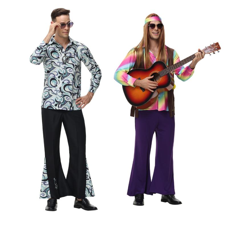 Vintage Halloween Disco Costume Set Cosplay Hip Hop 70s Hippy Parties Theme