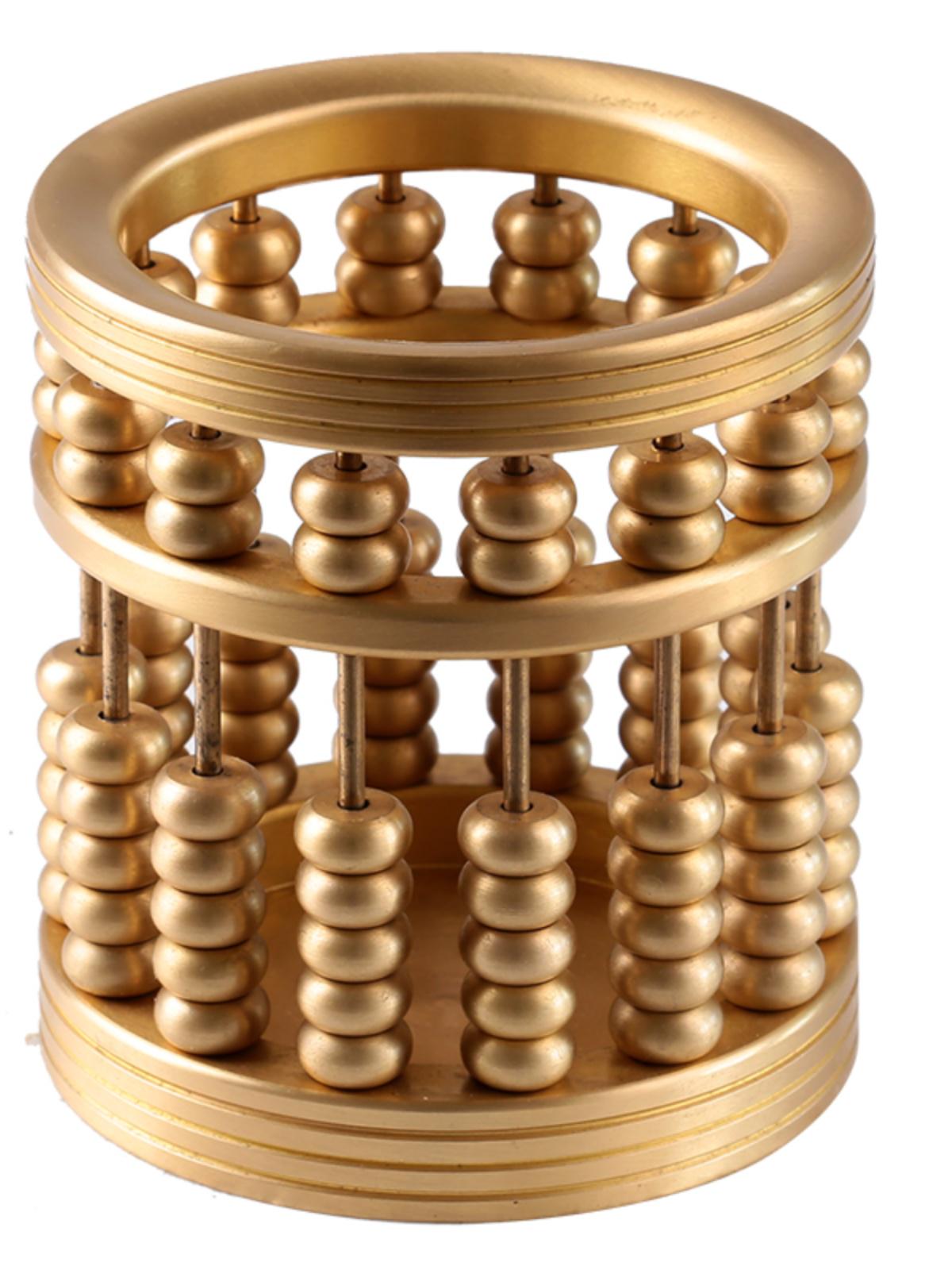 

Brass Abacus Pen Holder: Multi-functional Chinese Style Desktop Ornament & Storage for Calligraphy Brushes and Pens