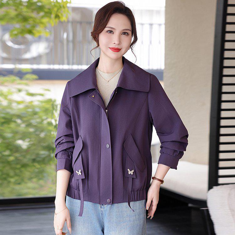 

Elegant Women s Purple Slimming Jacket - Fashionable, Casual Spring/Autumn Top for Middle-Aged Women 2XL (120-135 lbs) фиолетовый