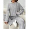 Casual Knitted Long Sleeved Set Women's Hooded Sweatshirt, Loose Pants Two-piece Set