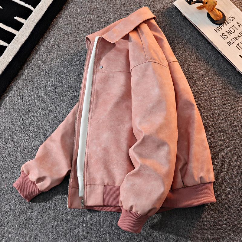 Men's Retro Lapel Leather Jacket - Spring & Autumn Hong Kong Style