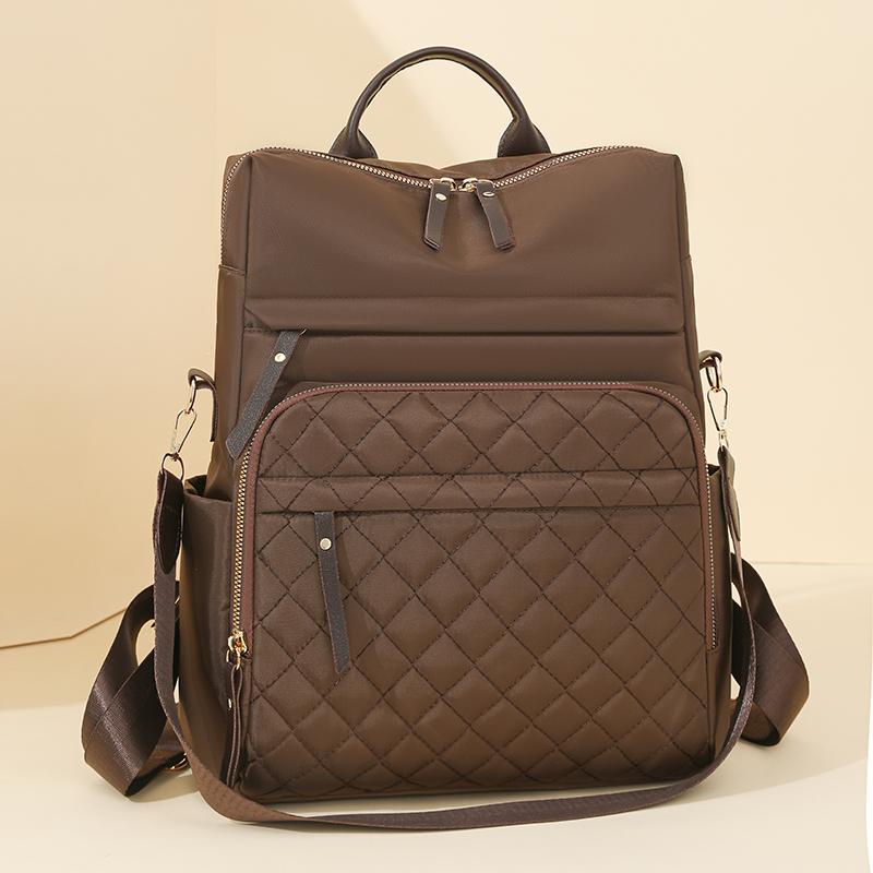 Rhomboid Embroidery Backpack Women's Backpack Large Capacity Water-repellent Travel Backpack