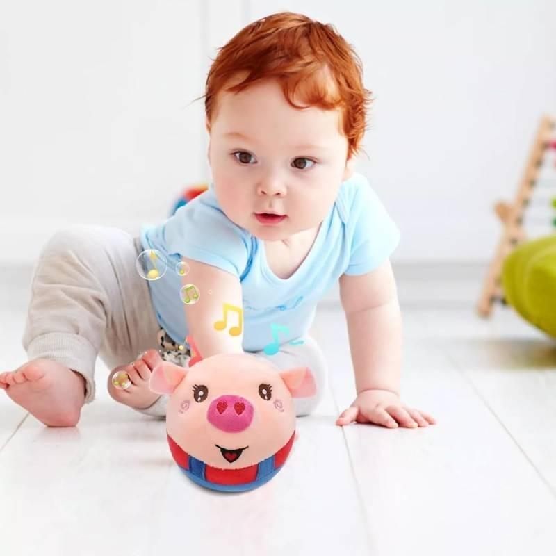 Adorable Bouncing Pig Toy With Plush Fabric And Soothing Music For Baby Toddlers