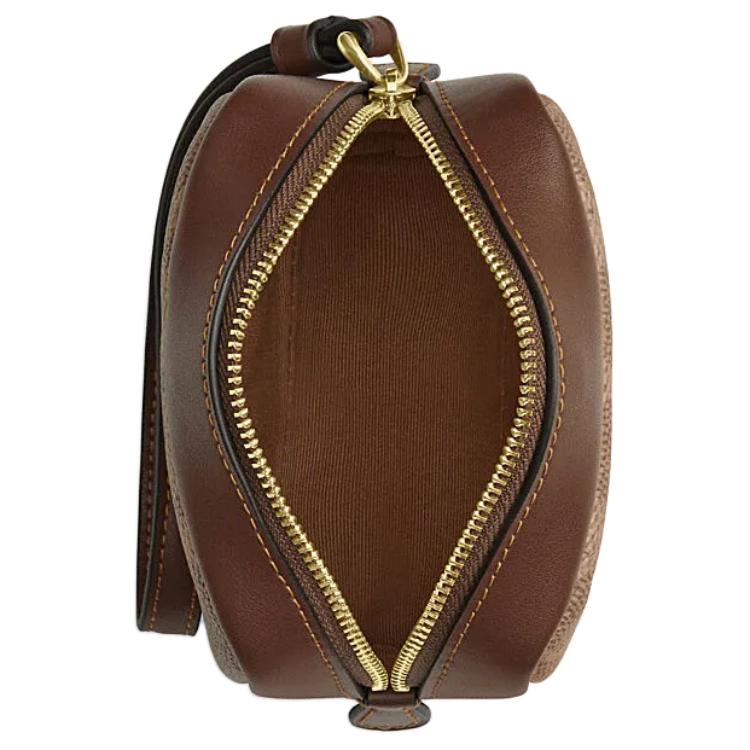Coach Logo Metal Zipper Wristlet Clutch Mini Women Clutch Brown Yellow CW907-IMXHE
