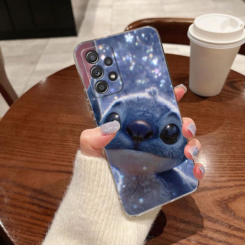 Klare Hülle für Samsung Galaxy A57 A37 A56 5G A36 Hüllen A55 A54 A35 A26 A07 A17 A16 A06 A34 A15 Weiche Abdeckung Cartoon Stitch Disney