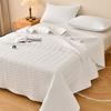 Simple Solid Color Whitee Bedspread Set Pillowcases Bed Cover, Soft Skin Friendly 3Pcs Double Queen Size