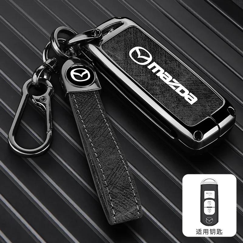 2025 Hot Vintage Wash Water Denim Car Key Case Cover For Mazda 2 3 5 6 Axela Atenza Demio CX-3 CX5 CX-7 CX-9 MX-5  2015-2019 Acc
