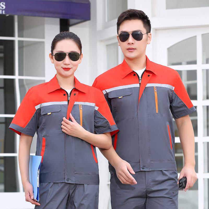 Breathable Short Sleeve Workshop Uniform Set for Auto Repair