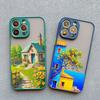 Hand Painted House scenery Phone Case For iPhone 13 12 11 Pro Max Mini 15 14 7 8 Plus Pro Max SE2 X XR XS Shockproof Matte Cover