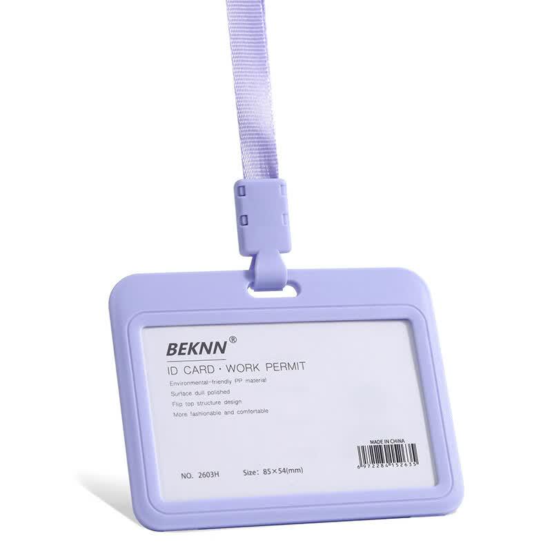 Morandi Color Vertical Work ID Card Holder with Lanyard