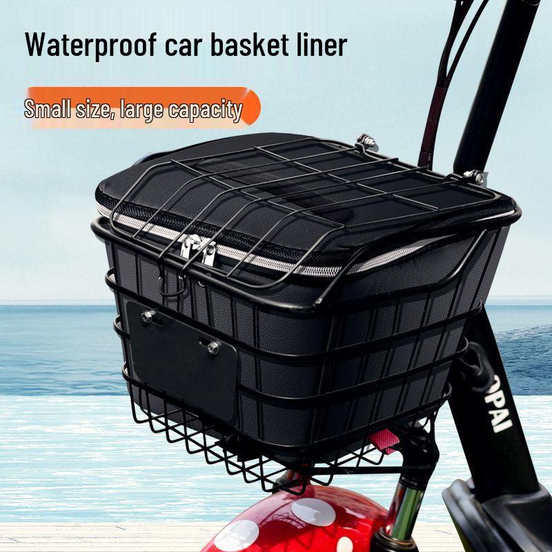 Electric Vehicle Basket Liner: Waterproof, Dustproof Cover with Lid for Front Bicycle Storage