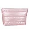 New Solid Color Cosmetic Bag Large Capacity Zipper Quilted Toiletry Pouch Fluffy Nylon Women Clutch Bag