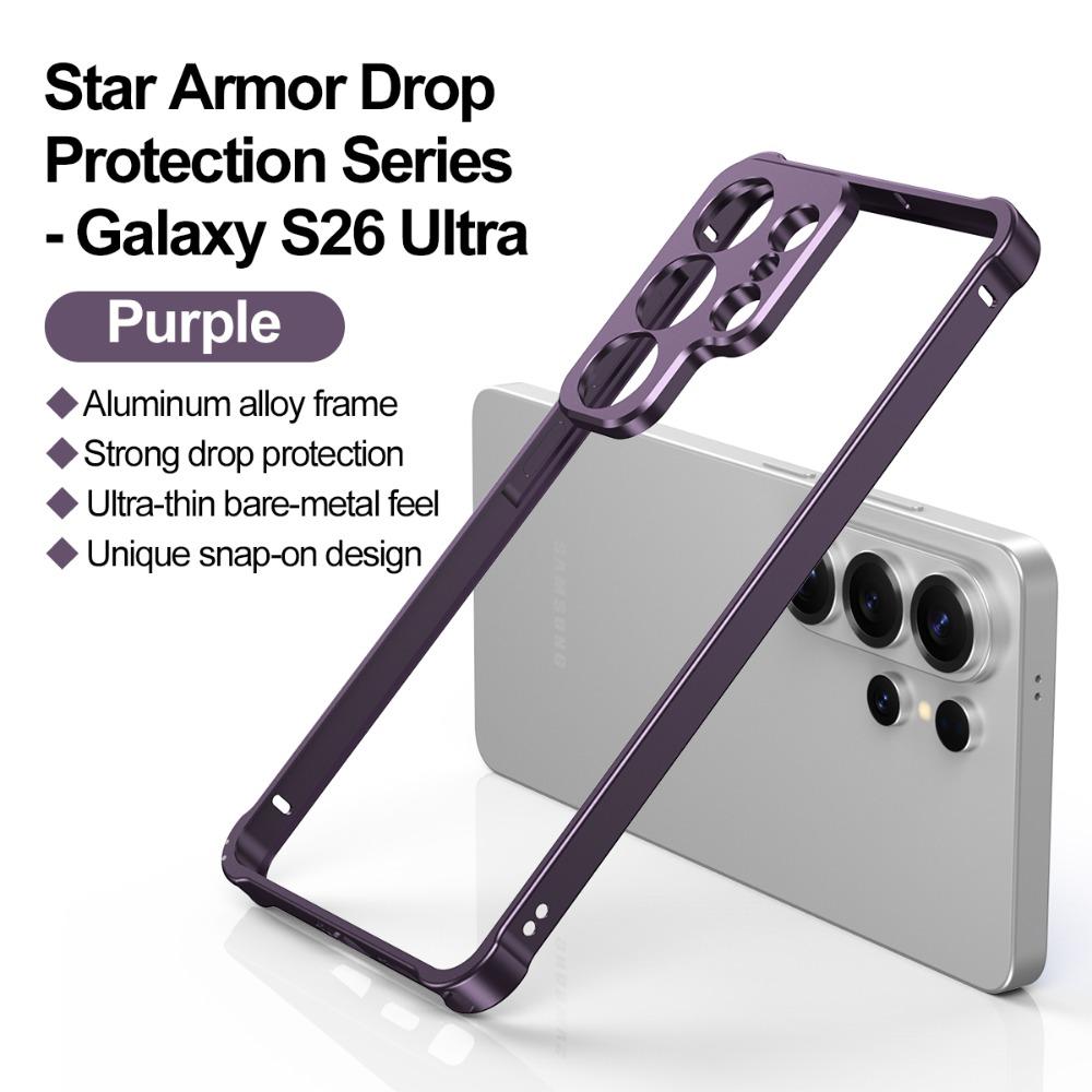 Bare-metal Feel Aluminum Alloy Metal Frame Camera Protection Phone Case For Samsung Galaxy S26 Ultra S25 S24 Fe Four-corner Anti-fall Cover
