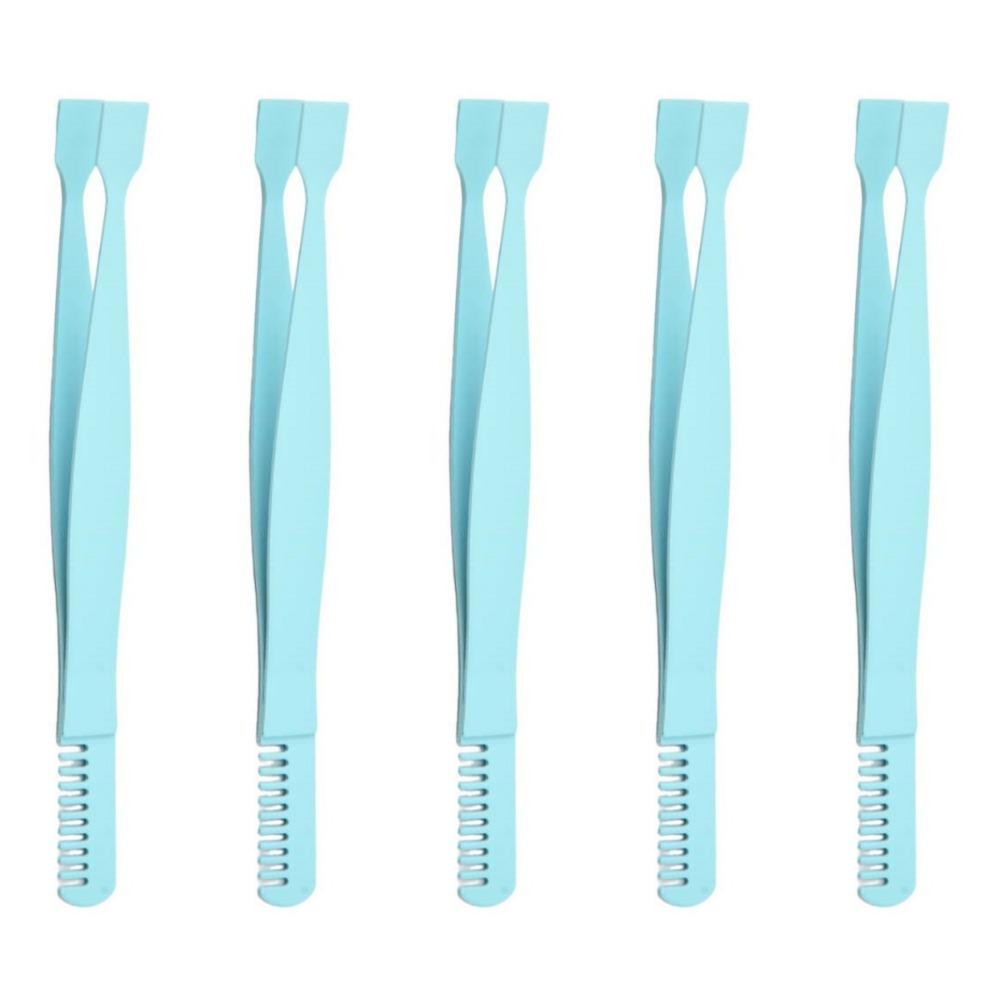 5pcs Flat Mouth Eyelash Extension Tweezers with Comb Lash Tweezers Women
