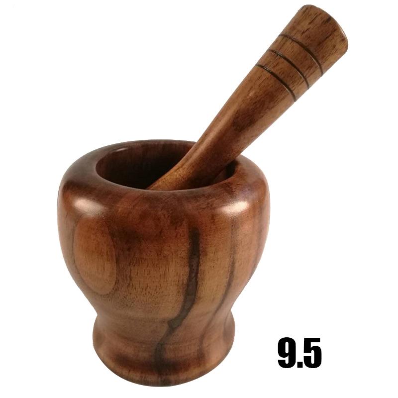 Набор деревянных ступок и пестика с крышкой, ложка, шлифовальная машина, пресс-дробилка, толкушка для перца, чеснока, трав, специй, наборы кухонных гаджетов 9.5