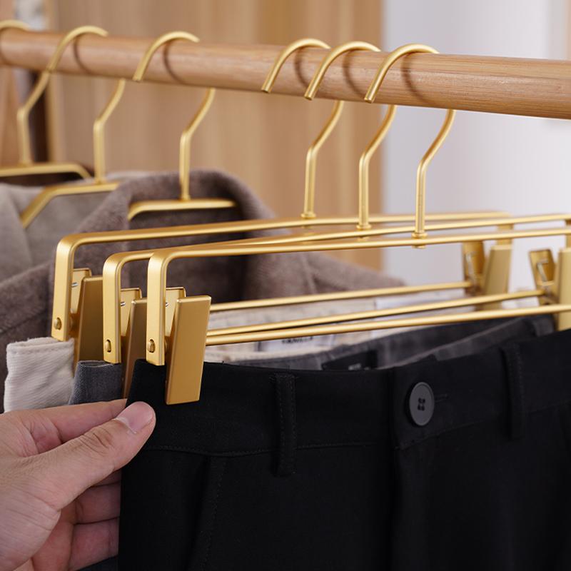 5pcs Anti-slip Trouser Hangers Clothes Hangers Metal Aluminum Alloy Traceless Dress Pants Drying Rack Wardrobe Storage Racks