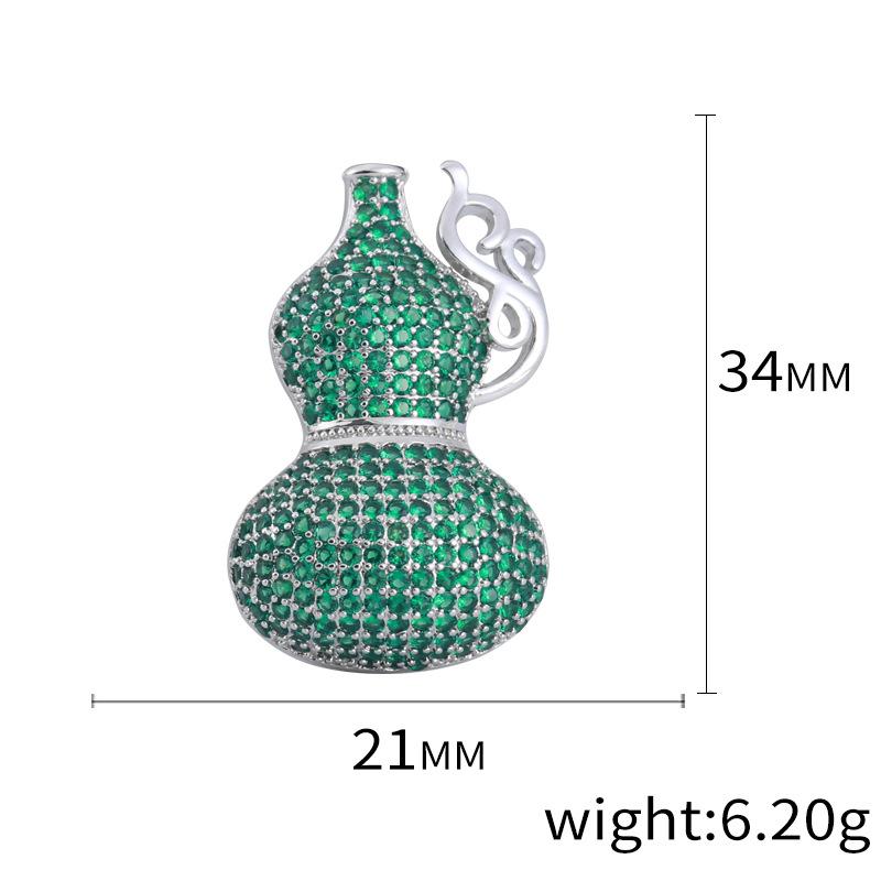 High-End Handmade Copper Inlaid Zirconium Gourd Brooch, Fashion Pin Jewelry Collar Pin Accessories