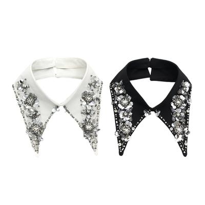 Rhinestones Collar Girls Jeweled Clothes Accessiory Women Collar Ancient Art Sequins Lapel Shawl Collar Lapel