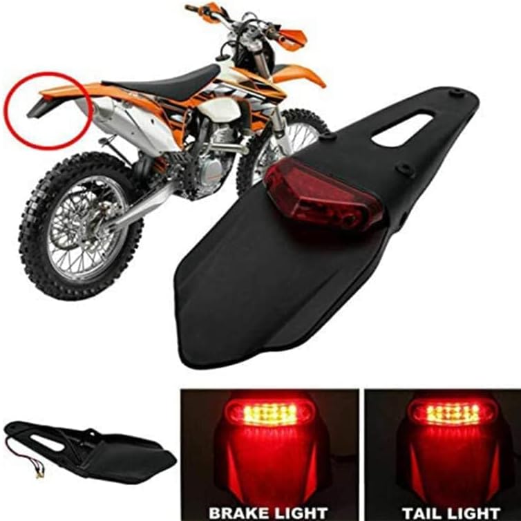 Motorcycle Dirt Bike Rear Fender Brake Stop TailLight Motocross Enduro Mudguards 12 LED Tail Light